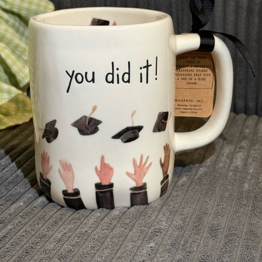 Rae Dunn White Ceramic Graduation Mug- YOU DID IT!- NWT